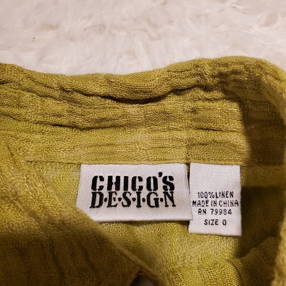 Chico's Design Green Linen Button Down - Picture 2 of 4